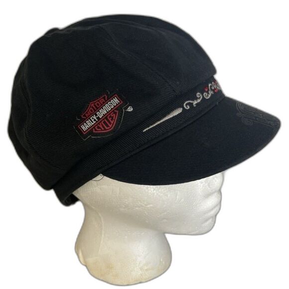 Harley Davidson Black HD Hat Baseball Cap Women's Roses Embroidered StrapBack - Picture 1 of 14